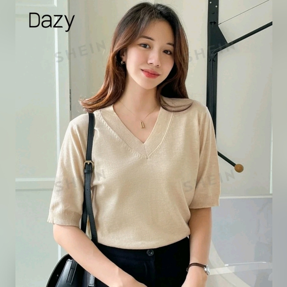 Apricot short sleeve knit t-shirt